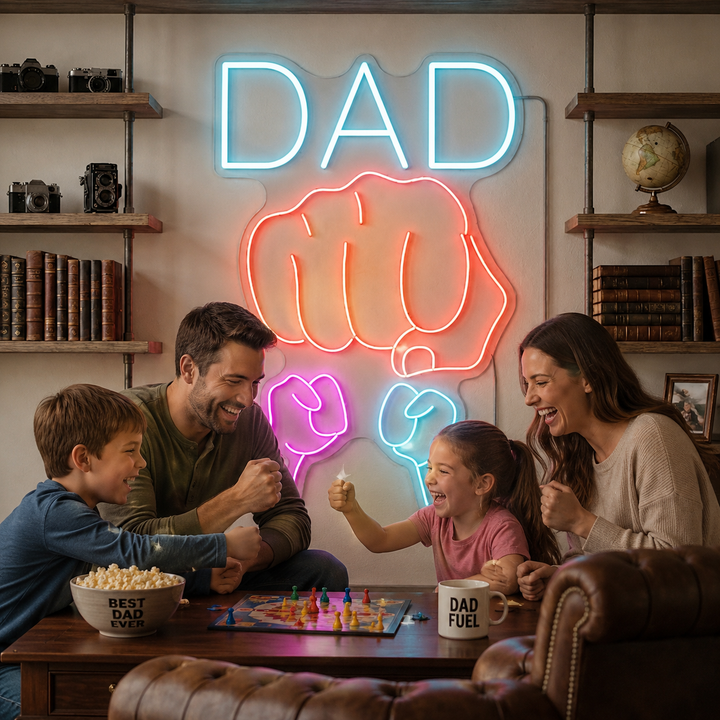 Gift for Dad: Custom 'Dad' Fist Bump Neon