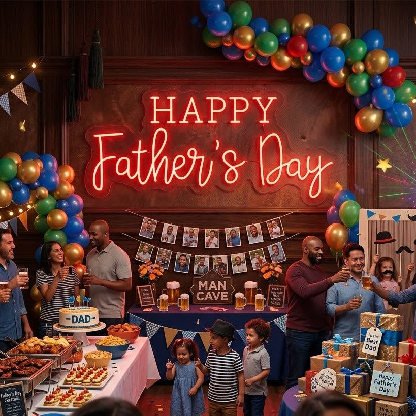 Happy Father's Day LED Neon Sign Custom Wall Decor for Celebration Party