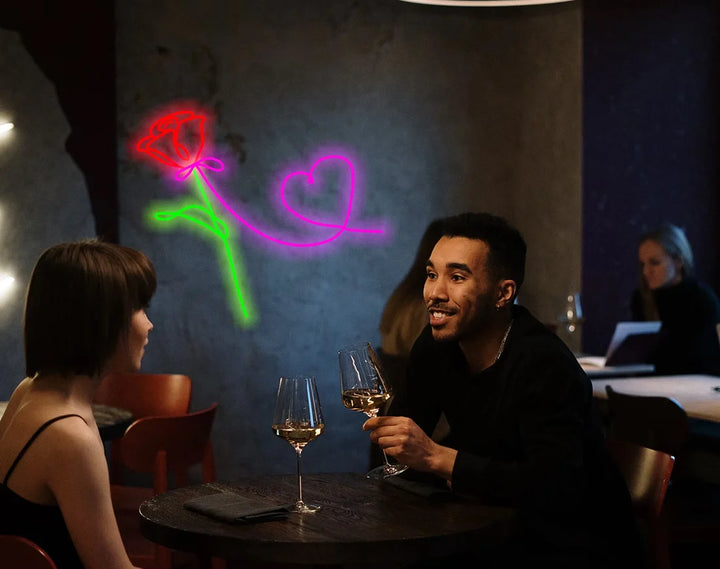 Rose and Heart Valentine's Day LED Neon Sign  by LEDNeons - Multicolor