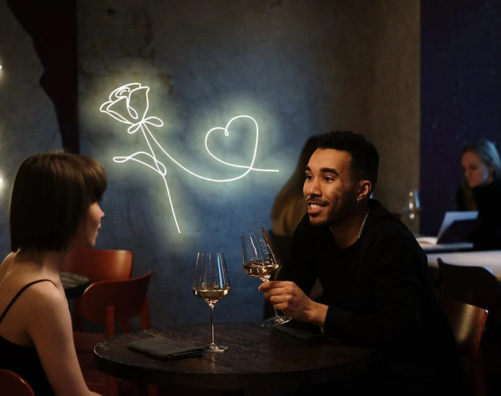 Rose and Heart Valentine's Day LED Neon Sign by LEDNeons - cool White