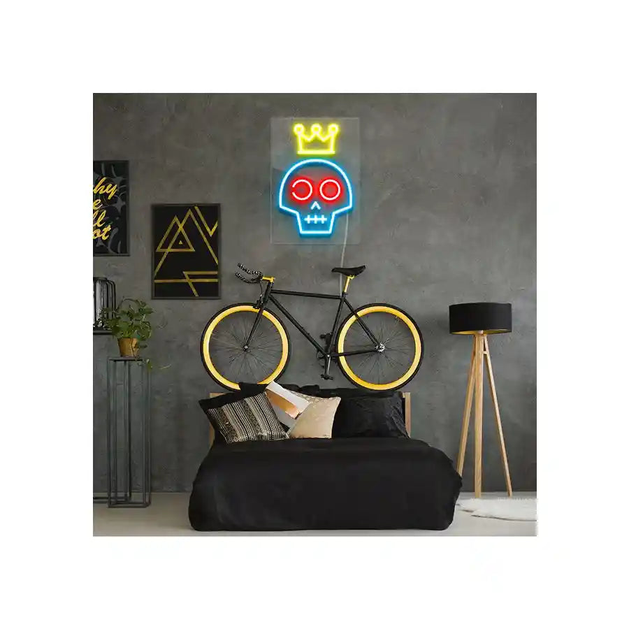 Skull with Crown Halloween LED Neon Sign by LEDNeons - perfect for Halloween decorations."
