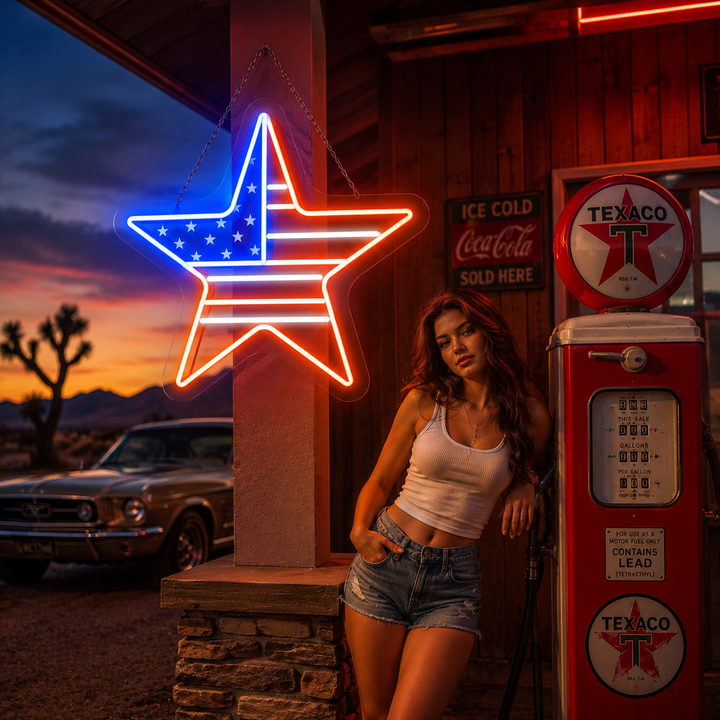 American Flag Heart LED Neon Sign