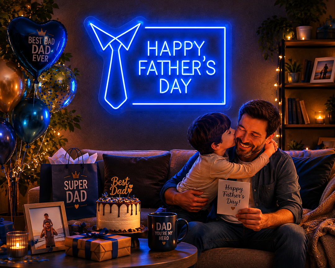 Modern Father's Day Tie Neon Sign for Living Room Decor