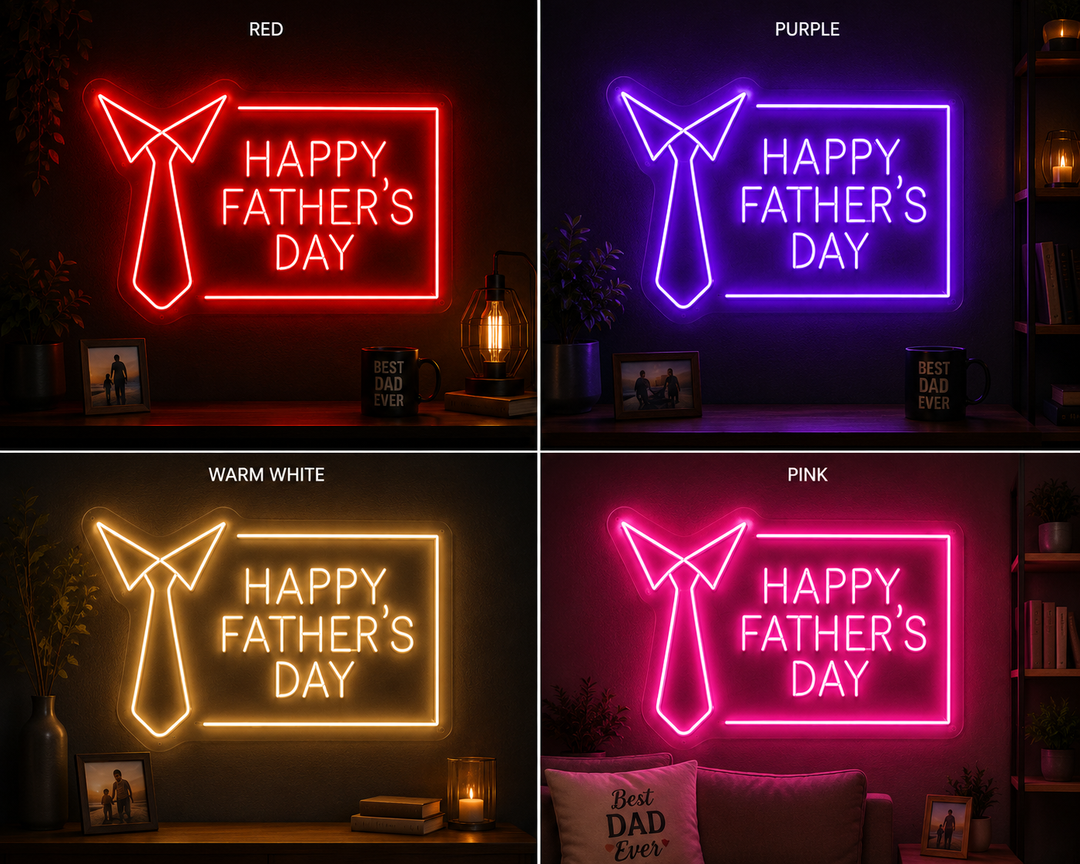 Modern Father's Day Tie Neon Sign for Living Room Decor