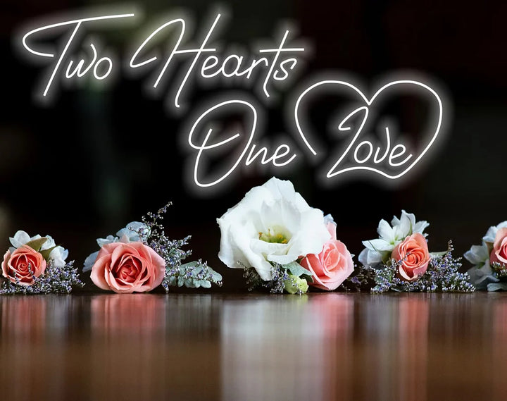 Two Hearts One Love Valentine's Day LED Neon Sign by LEDNeons - cool white