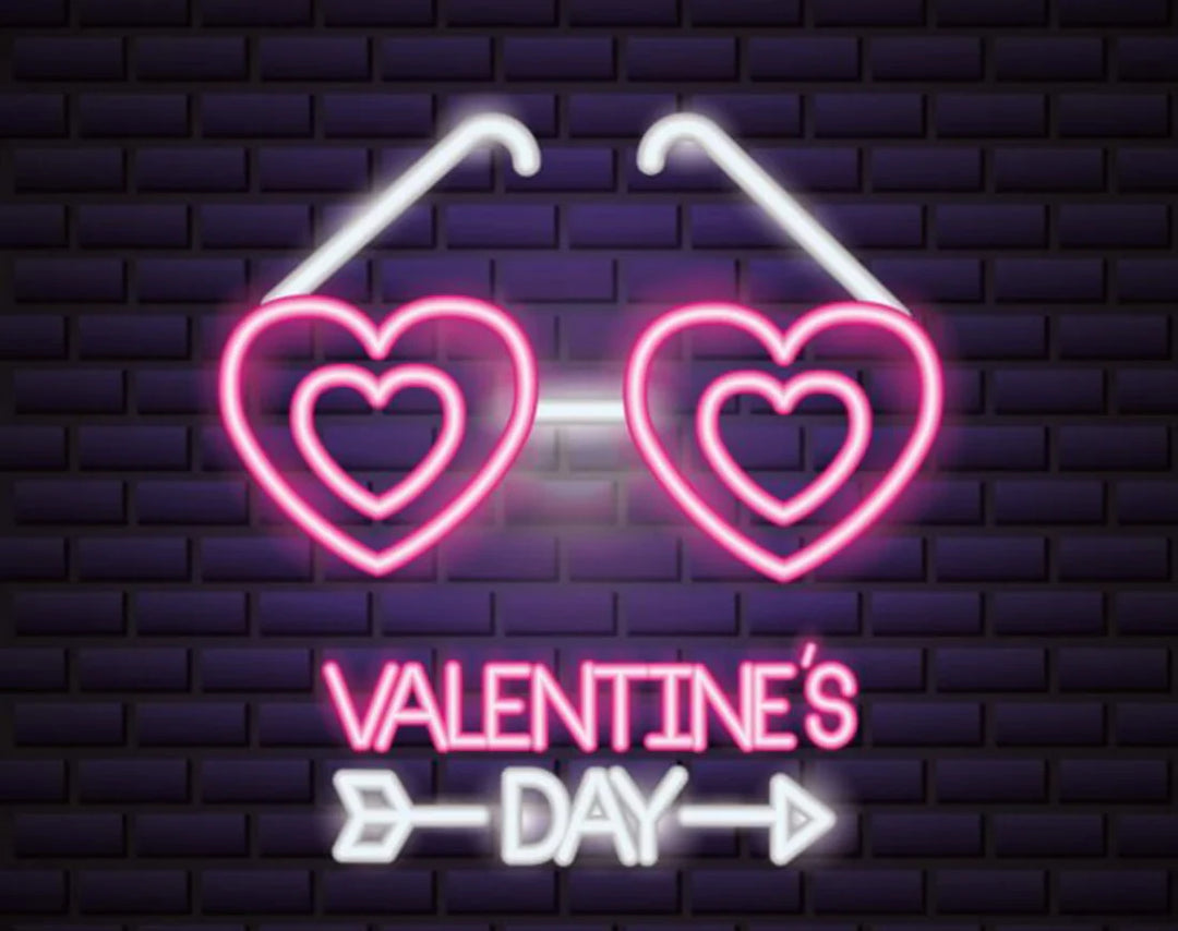 Valentine's Day With Heart Sunglasses LED Neon Sign by LEDNeons - adding a cool vibe to any romantic space